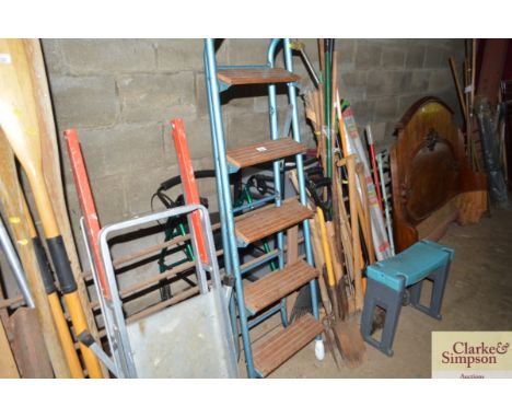 A wooden and metal step ladder
