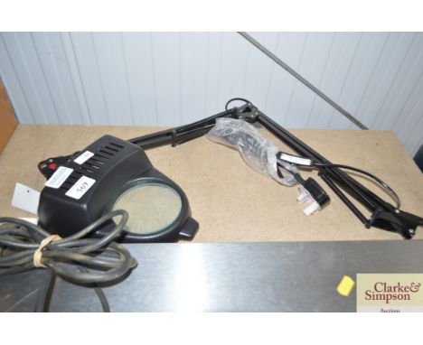A magnifying lamp