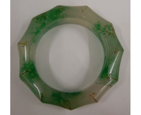 A jade faux bamboo bangle