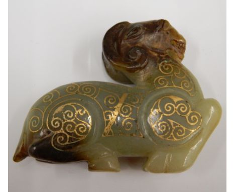 A Chinese jade carving of a ram