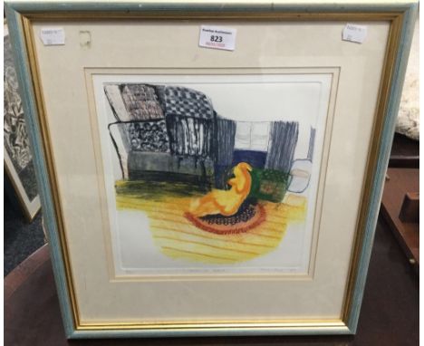 TREVOR PRICE, Woman in Bedsit, lithograph, numbered 7/50, framed and glazed