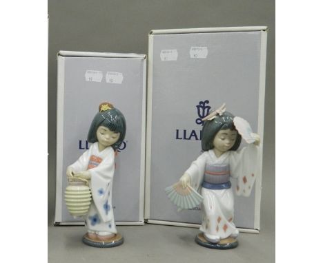 Two Lladro Oriental porcelain figurines, Oriental Dance No.06230 and Oriental Lantern No.06231, both in original boxes