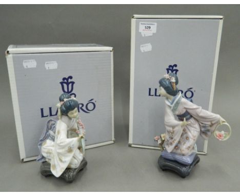 Two Lladro Oriental porcelain figurines, Michico No.01447 and Kiyoko No.01450, both with original boxes