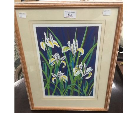 LINDA RICHARDSON, Dutch Iris's, lithograph, numbered 2/35, framed and glazed