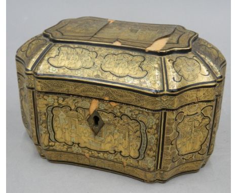A Chinese lacquered tea caddy