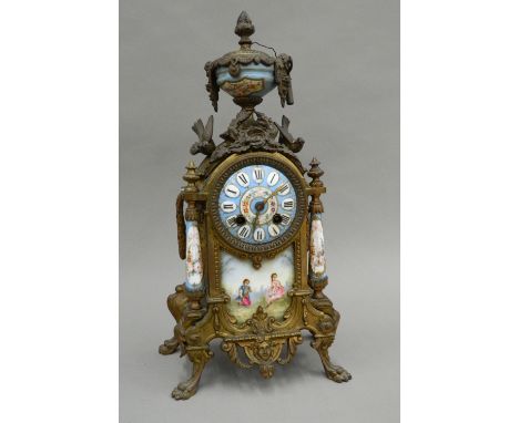 A 19th century porcelain mounted mantle clock