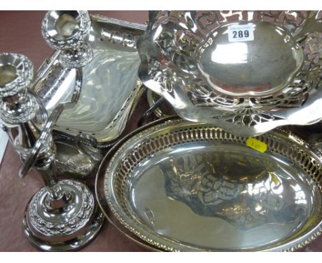 Parcel of electroplate including food servers, candelabra etc