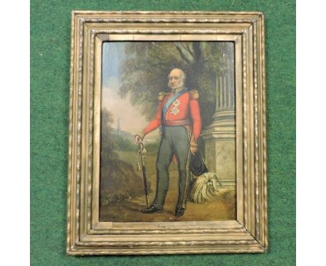 English school, 19th century, a full length portrait of Prince George, Duke of Cambridge, 1819-1904, oil on panel, 32 x 24cm