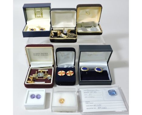 A 9 carat gold gentleman's ring, together with other rings, cufflinks, a Lorus wristwatch, together with a collection of unmo