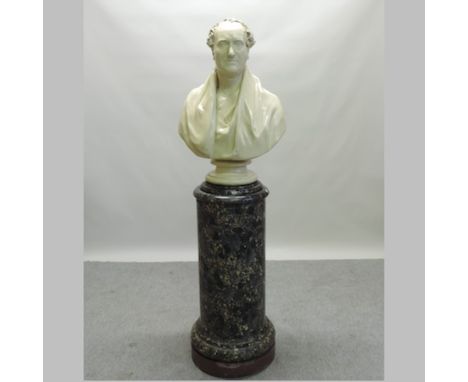 A life size composition portrait bust of Milne, 1861, on a marble column, 178cm tall