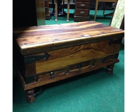 A Shi-Sham Indian trunk, with a hinged lid, 89cm
