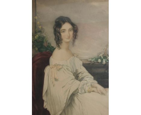 Ernest Stamp, portrait of a lady seated, coloured print, published by Holdgate and Sons London, signed in pencil, 46cm by 36c