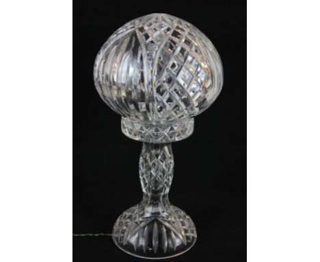 A cut glass table lamp with globular shade, 40cm high