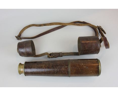 A brass and leather mounted military telescope stamped R & J Beck Ltd, London 1915, 'TEL.SIG. (Mk IV) also G.S
