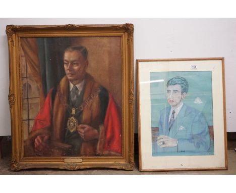 Oil Painting on Canvas Half Length Portrait of Alderman W J Allaway, The Right Worshipful The Mayor of Oxford (1956-1957), 75