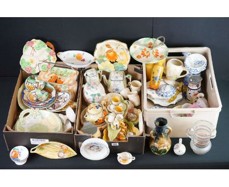 Large collection of mixed ceramics to include many Art Deco examples, featuring Burleigh Ware floral teapot &amp; hot water p