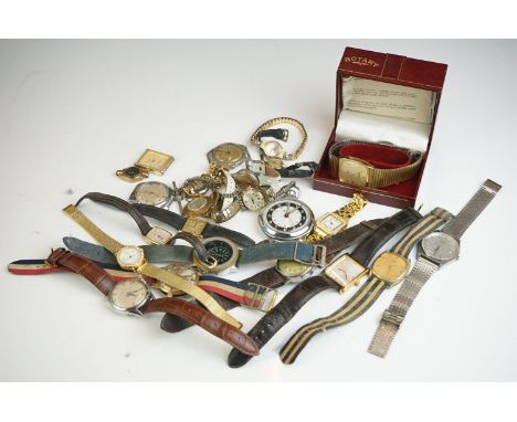 A collection of mainly vintage gents watches to include Rotary and Seiko examples together with a ladies 9ct gold cased examp