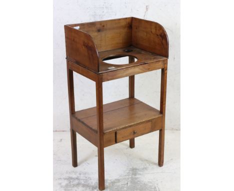 19th century Pine Washstand, the top with three apertures over a shelf with drawer, 48cm wide x 36cm deep x 92cm high 