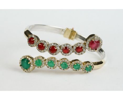 Silver and Semi Precious Stone Bangle 