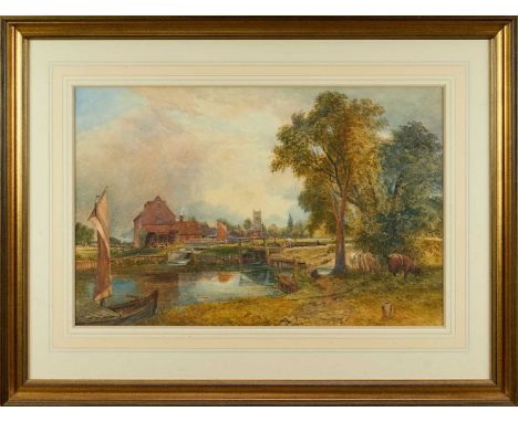 Circle of John Constable RA watercolour - Dedham Lock and Mill, 1820, 48cm x 74cm, mounted in glazed gilt frame
The present w