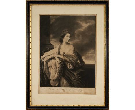 "Barbara, Countess of Coventry" mezzotint, James Watson after Reynolds circa 1770, rare proof on laid paper, before all lette