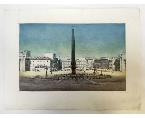 Mortimer Menpes (1855-1938) colour etching - Piazza del Popolo, signed, 20 x 31cm, unframed