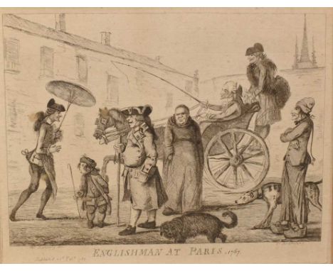 Henry William Bunbury (1750-1811) etching - Englishman at Paris, 1767, published 1782, 34cm x 42cm, in glazed frame