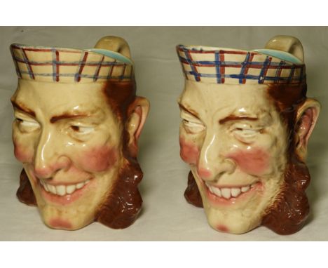 PAIR OF SARREGUEMINES CHARACTER JUGS   