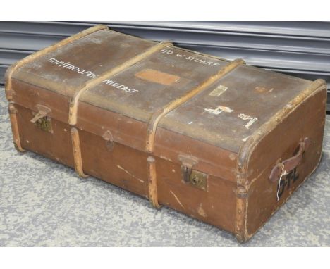 WOODEN BOUND TRAVEL TRUNK   