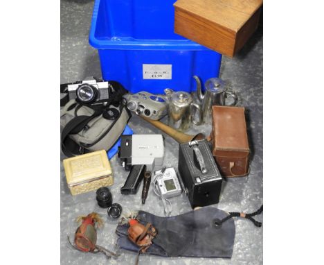 BOX OF ODDS, CAMERA ETC   