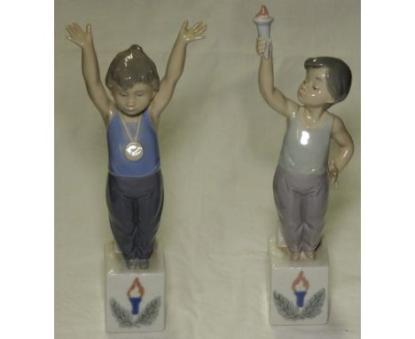 LLADRO PAIR OLYMPIC MEDAL FIGURES   