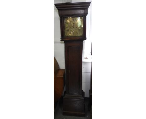 TOMPION LONDON OAK LONGCASE CLOCK BRASS FACED WITH SECONDS & DATE DIALS   