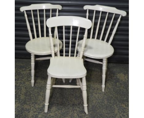 3 PAINTED STICK BACK KITCHEN CHAIRS   