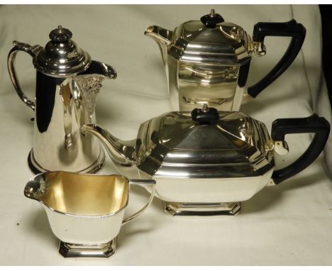 PLATED 3 PIECE TEA SERVICE & A COFFEE POT   