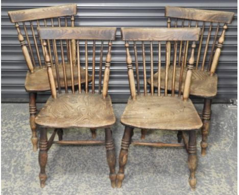 4 ELM STICK BACK KITCHEN CHAIRS   