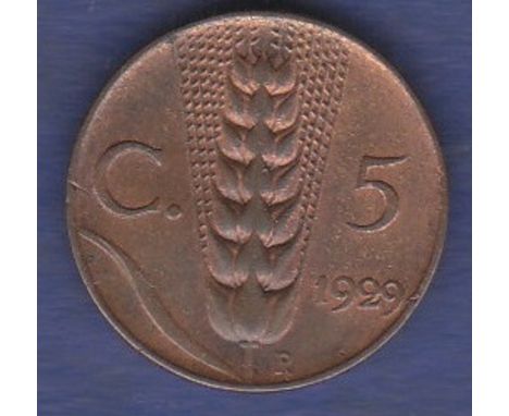 Italy 1929(R) 5 Centesimi KM59 EF+