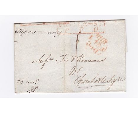 Scotland 1818-Wrapper posted and delivered within Edinburgh with red M/S 1 red circular receiver and  Castle Street. P.P.O. i