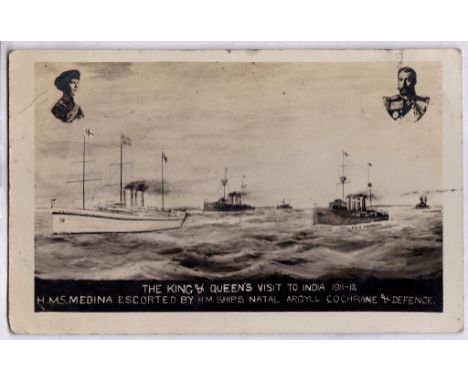 Naval - 1911 - 1912 The king and Queen's Visit to India, RP with H.M.S. Medina escorted by H.M. Ships Natal, Argyll, Cochrane