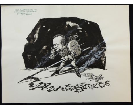 William ""Bill"" Hewison, original cartoon, The Plantagenets, RSC Barbican, Punch 14 Apr 1989, Anton Lesser as Richard III, 1