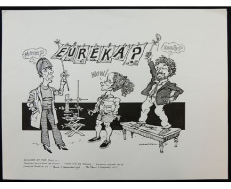 William ""Bill"" Hewison, original cartoon, Blinded by the sun, Cottesloe, The Times 5 Sept 1996, Frances de la Tour, Indra O