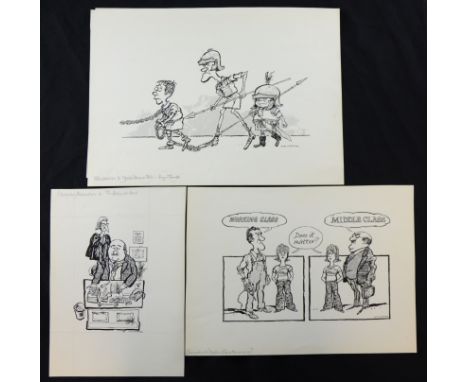 William ""Bill"" Hewison, 6 various original cartoons thought to have been done for The Listener Provenance; Bill Hewison was