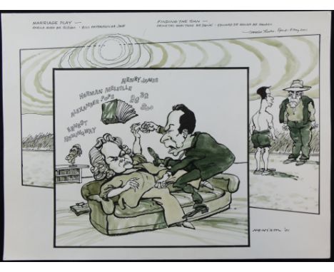 William ""Bill"" Hewison, original cartoon, Marriage play, Bill Patterson, Sheila Gish, and Finding the sun, Demetri Goritsas