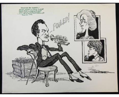 William ""Bill"" Hewison, original cartoon, Breaking the silence, RSC at The Pit, Barbican, Punch 14 Nov 1984, Daniel Massey,