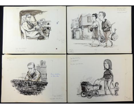 William ""Bill"" Hewison, 8 original cartoon, from his book, Types behind the print, publ. 1963 Provenance; Bill Hewison was 