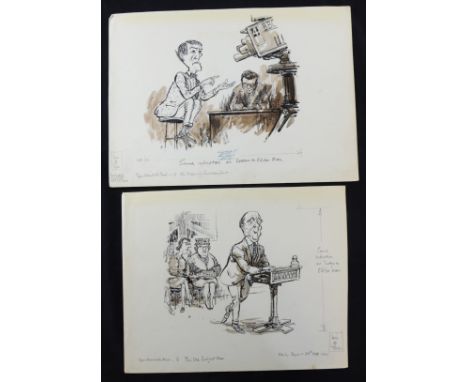 William ""Bill"" Hewison, 6 original cartoons, from his book Types behind the print, publ 1963 Provenance; Bill Hewison was a