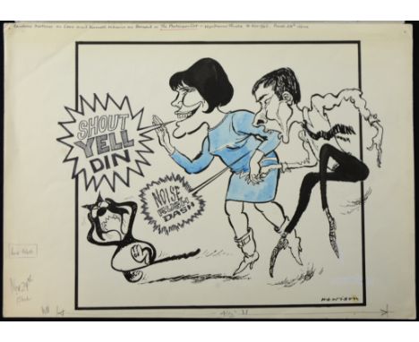 William ""Bill"" Hewison, original cartoon, The platinum cat, Punch 24 Nov 1965, Kenneth Williams, Caroline Mortimer, 11"" x 