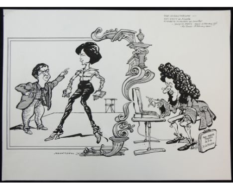 William ""Bill"" Hewison, original cartoon, The misanthrope, Young Vic, The Times 15 Feb1996, Ken Stott, Elizabeth McGovern, 
