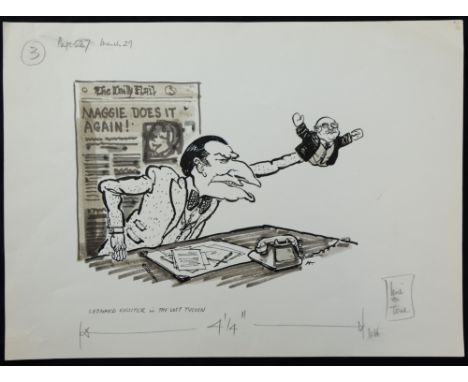 William ""Bill"" Hewison, original cartoon, Leonard Rossiter in the lost tycoon, 8"" x 11"" Provenance; Bill Hewison was a we