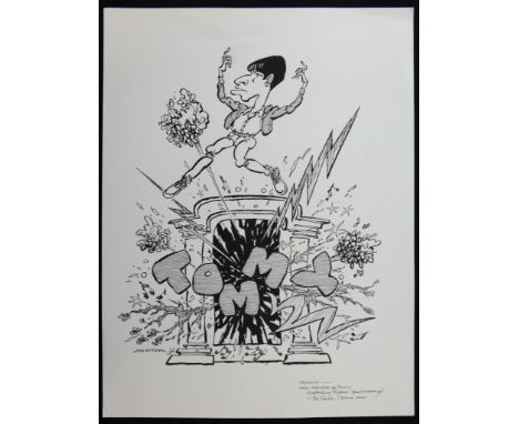 William ""Bill"" Hewison, original cartoon, Tommy, Shaftesbury Theatre, The Times 7 Mar1996, Paul Keating, 14"" x 11"" Proven
