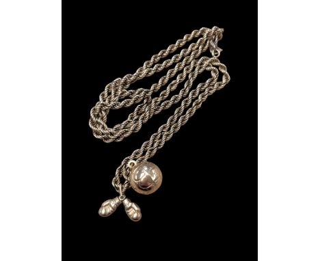 9ct gold rope twist necklace with football and boxing gloves charmsCondition Report:Approx 15 grams, chain 72 cms long, clasp